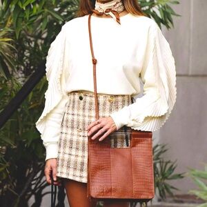 BEIS The Crossbody in Cognac Croc Bag ~ NWT